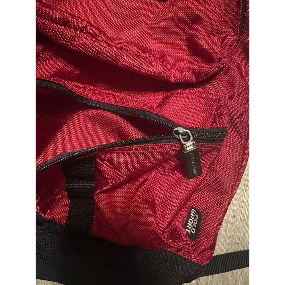 Vintage Polo Sport Ralph Lauren Red Backpack USA Flag Logo 90s Nylon